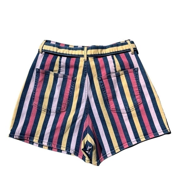 Anthropologie 3x1 Dustin High Rise Pleated Belted Striped Denim Shorts - Picture 3 of 15